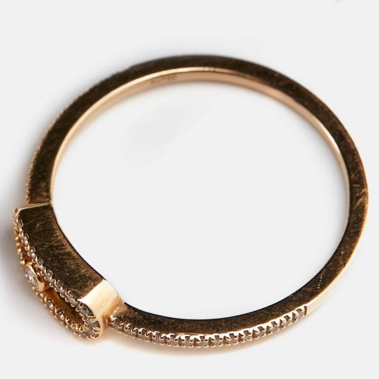 Pre Owned Messika Move Uno Pave Diamonds 18k Rose Gold Ring Size 59