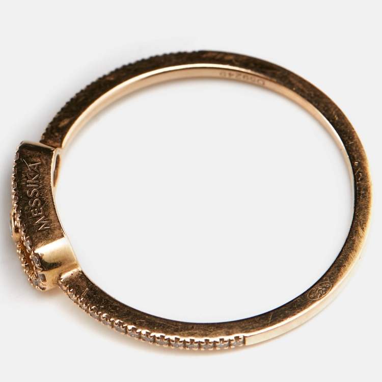 Pre Owned Messika Move Uno Pave Diamonds 18k Rose Gold Ring Size 59