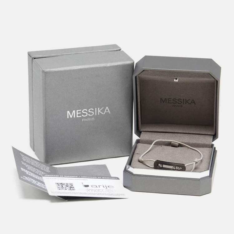 Pre Owned Messika Move Titanium Graphite Titanium Diamond Cord Bracelet 