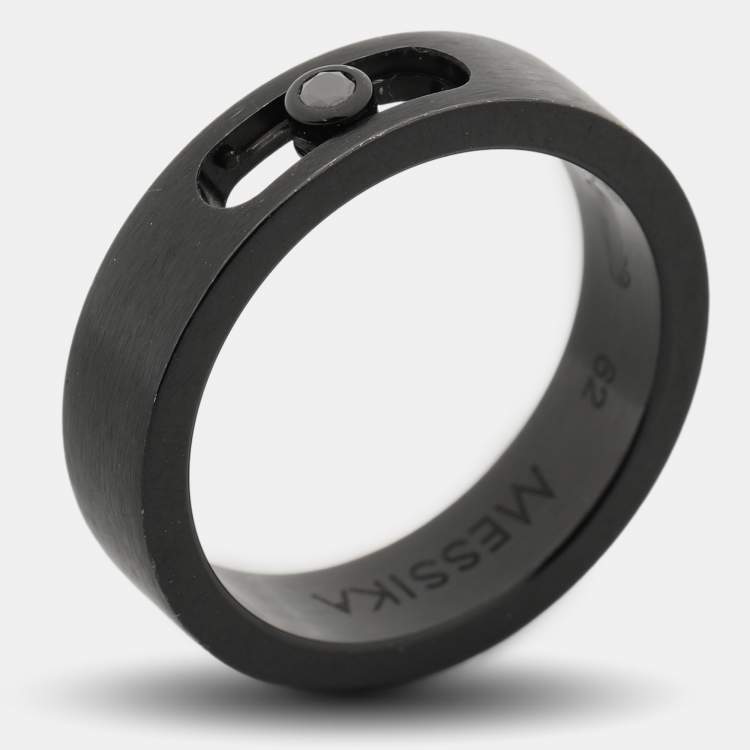 Pre Owned Messika Move Titanium Black Titanium Diamond Ring Size 62