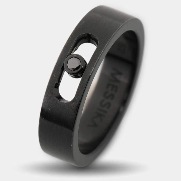 Pre Owned Messika Move Titanium Black Titanium Diamond Ring Size 62