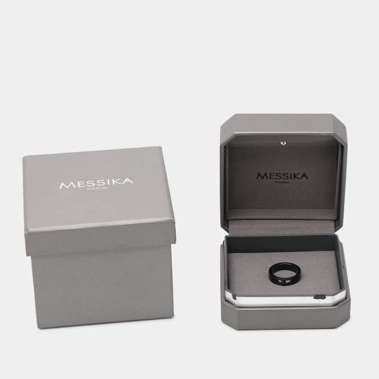 Pre Owned Messika Move Titanium Black Titanium Diamond Ring Size 62