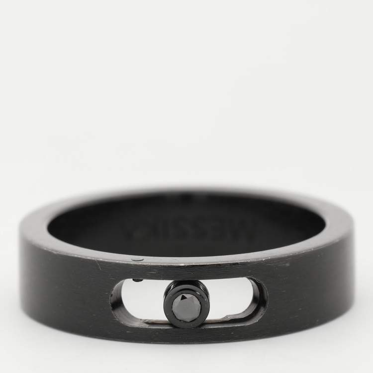 Pre Owned Messika Move Titanium Black Titanium Diamond Ring Size 62