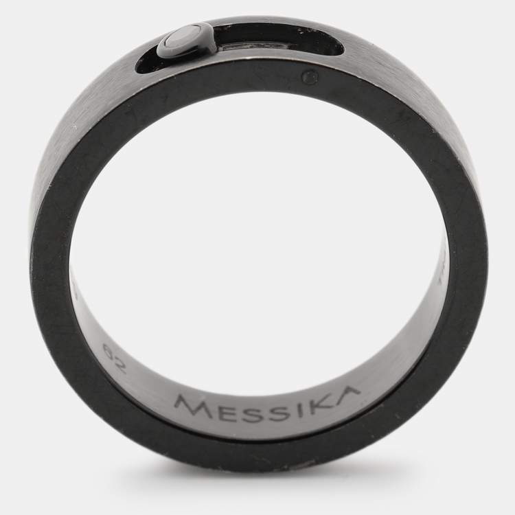 Pre Owned Messika Move Titanium Black Titanium Diamond Ring Size 62