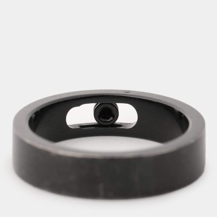 Pre Owned Messika Move Titanium Black Titanium Diamond Ring Size 62