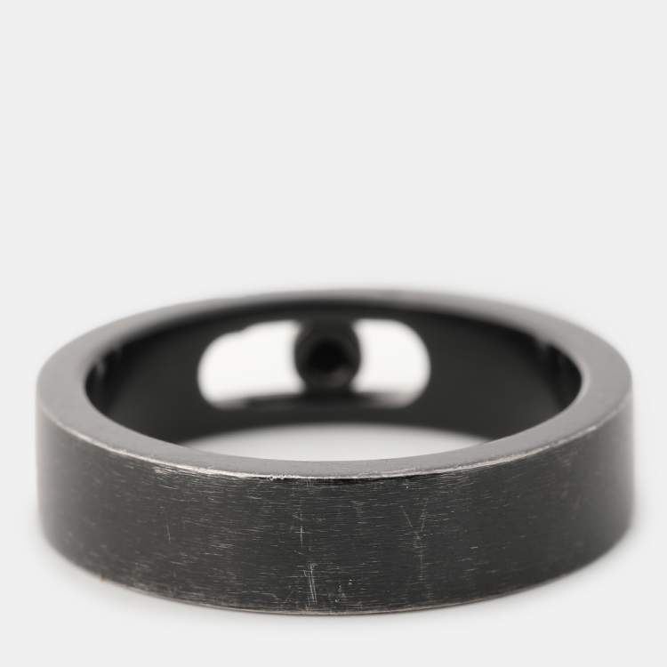 Pre Owned Messika Move Titanium Black Titanium Diamond Ring Size 62