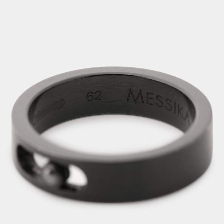 Pre Owned Messika Move Titanium Black Titanium Diamond Ring Size 62