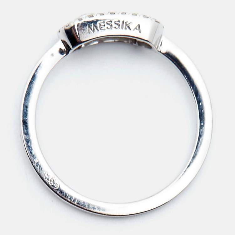 Pre Owned Messika Move Uno Diamonds 18k White Gold Ring Size 48