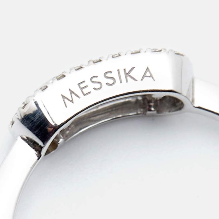 Pre Owned Messika Move Uno Diamonds 18k White Gold Ring Size 48
