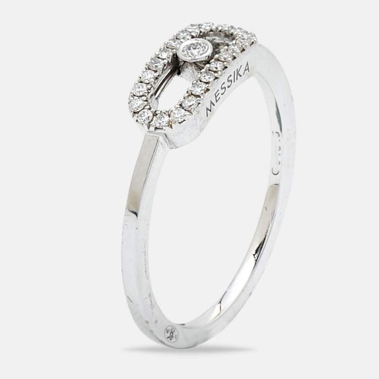Pre Owned Messika Move Uno Diamonds 18k White Gold Ring Size 48