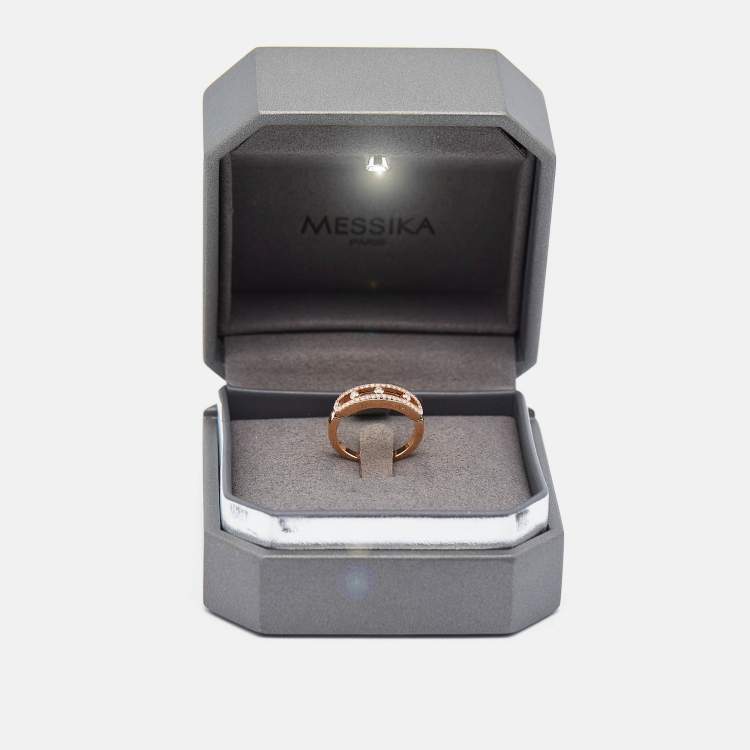 Pre Owned Messika Baby Move Pavé Diamond 18k Rose Gold Ring Size 52