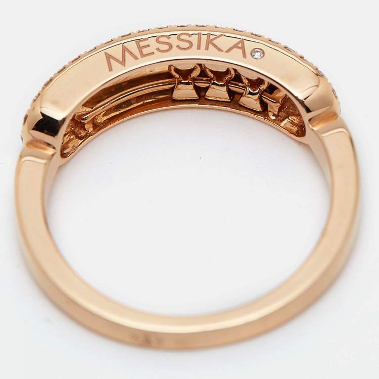 Pre Owned Messika Baby Move Pavé Diamond 18k Rose Gold Ring Size 52