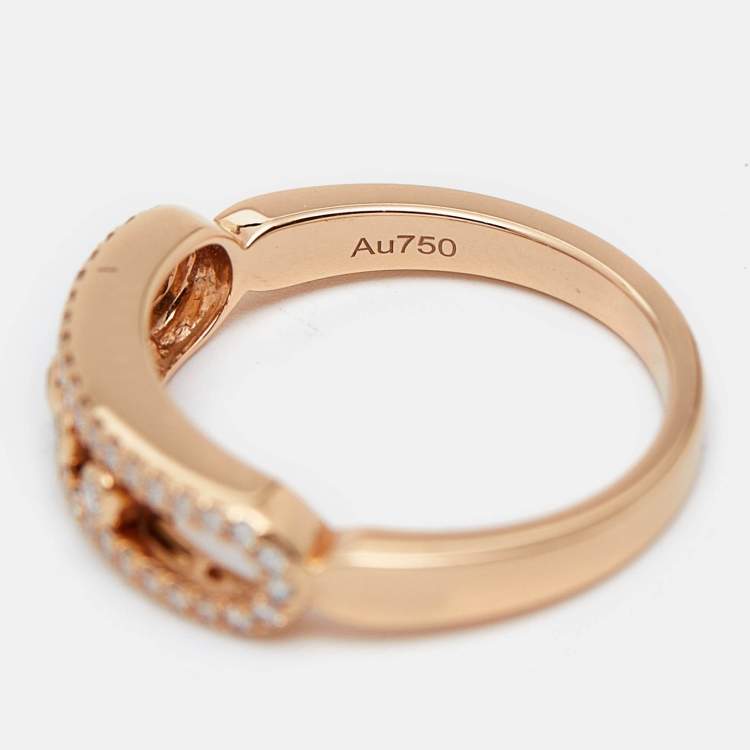 Pre Owned Messika Baby Move Pavé Diamond 18k Rose Gold Ring Size 52