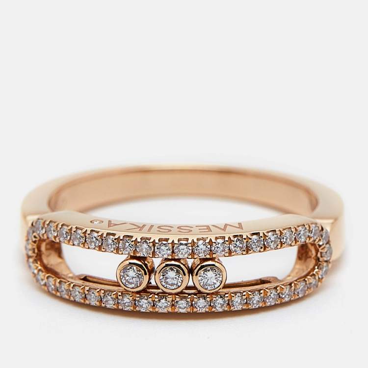 Pre Owned Messika Baby Move Pavé Diamond 18k Rose Gold Ring Size 52