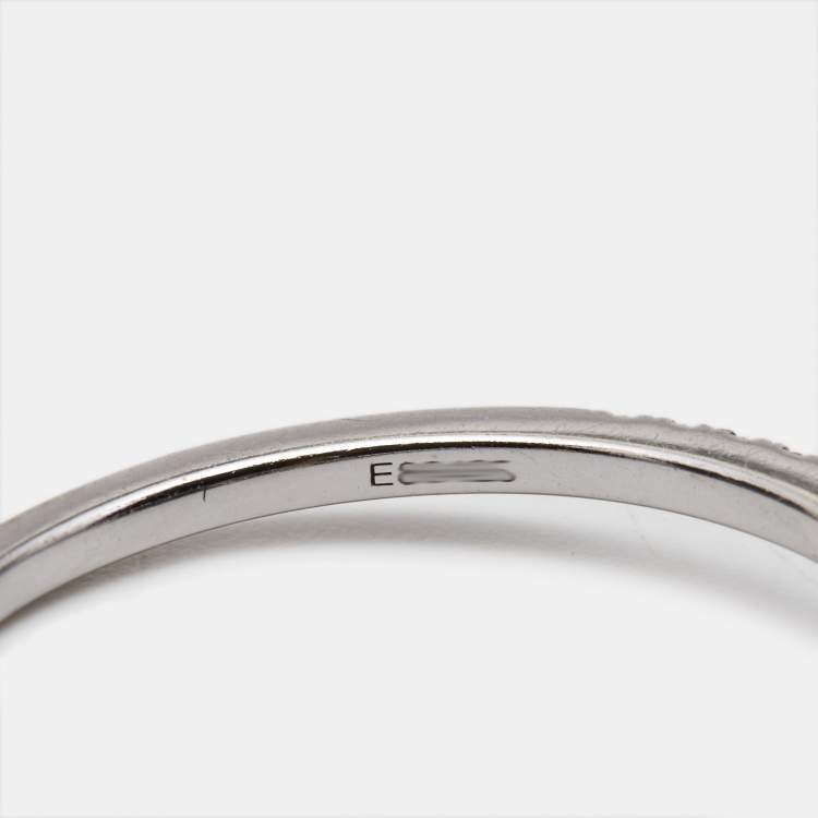 Pre Owned Messika Move Uno Pave Diamonds 18k White Gold Ring Size 59
