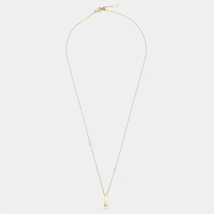 Pre Owned Messika By Gigi Hadid Move Addiction Diamond 18K Yellow Gold Pendant Necklace
