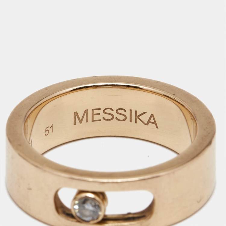 Pre Owned Messika Move Joaillerie Diamond 18k Rose Gold Wedding Ring Size 51