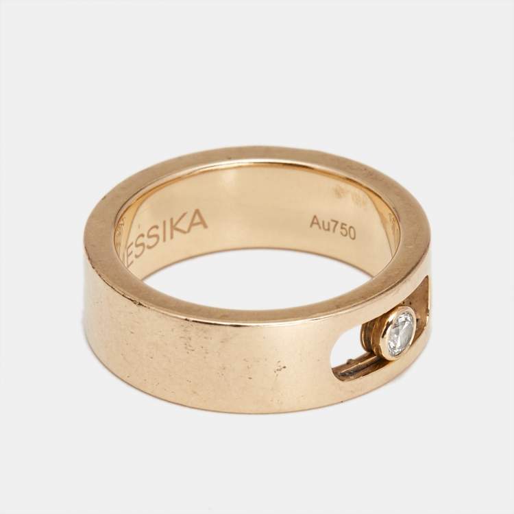 Pre Owned Messika Move Joaillerie Diamond 18k Rose Gold Wedding Ring Size 51