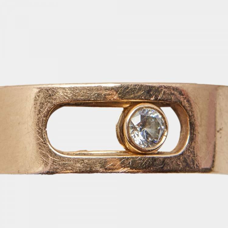 Pre Owned Messika Move Joaillerie Diamond 18k Rose Gold Wedding Ring Size 51