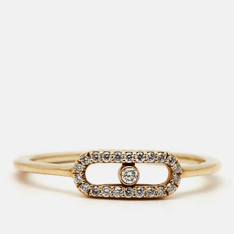Pre Owned Messika Move Uno Diamonds 18k Yellow Gold Ring Size 52