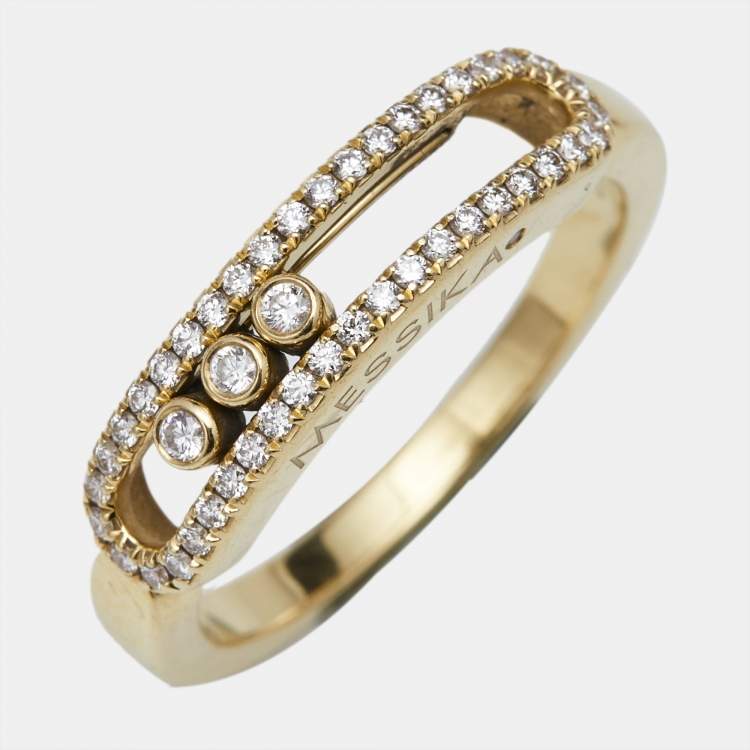 Pre Owned Messika Baby Move Pavé Diamonds 18k Yellow Gold Ring Size 55