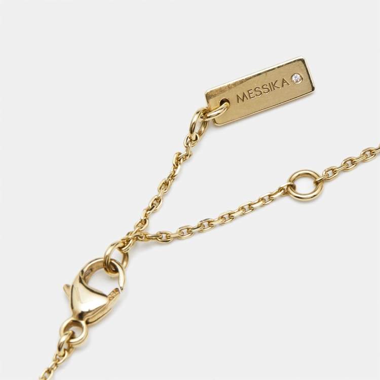 Pre Owned Messika Move Uno Pave Diamonds 18k Yellow Gold Necklace
