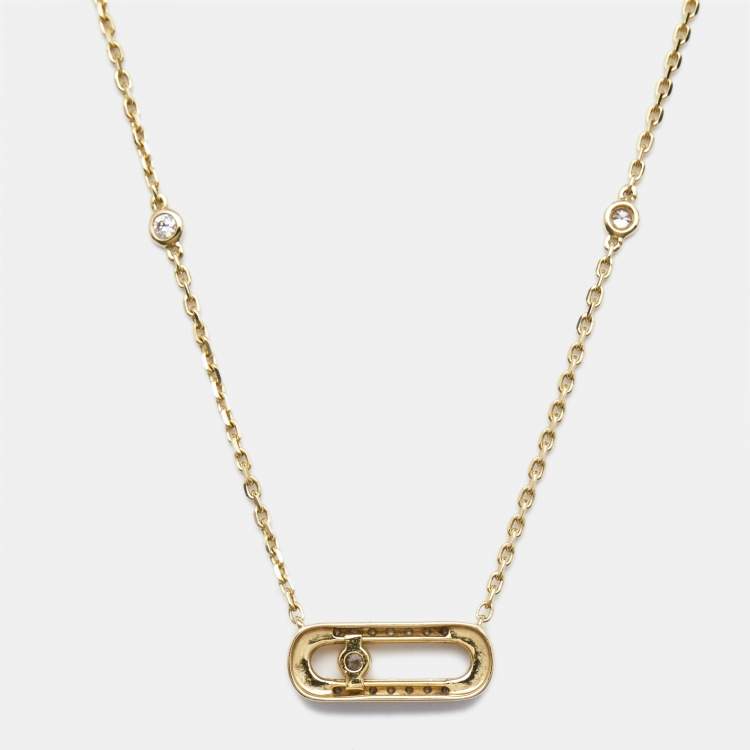 Pre Owned Messika Move Uno Pave Diamonds 18k Yellow Gold Necklace