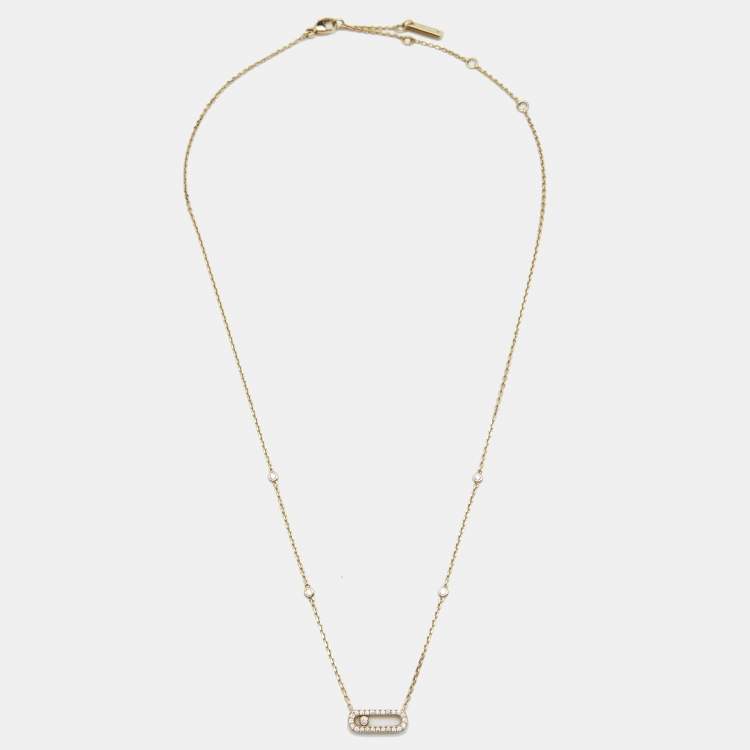 Pre Owned Messika Move Uno Pave Diamonds 18k Yellow Gold Necklace