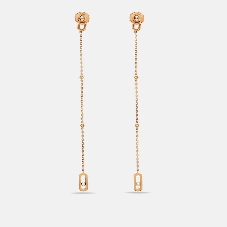 Pre Owned Messika Move Uno Diamonds 18k Rose Gold Pendant Earrings