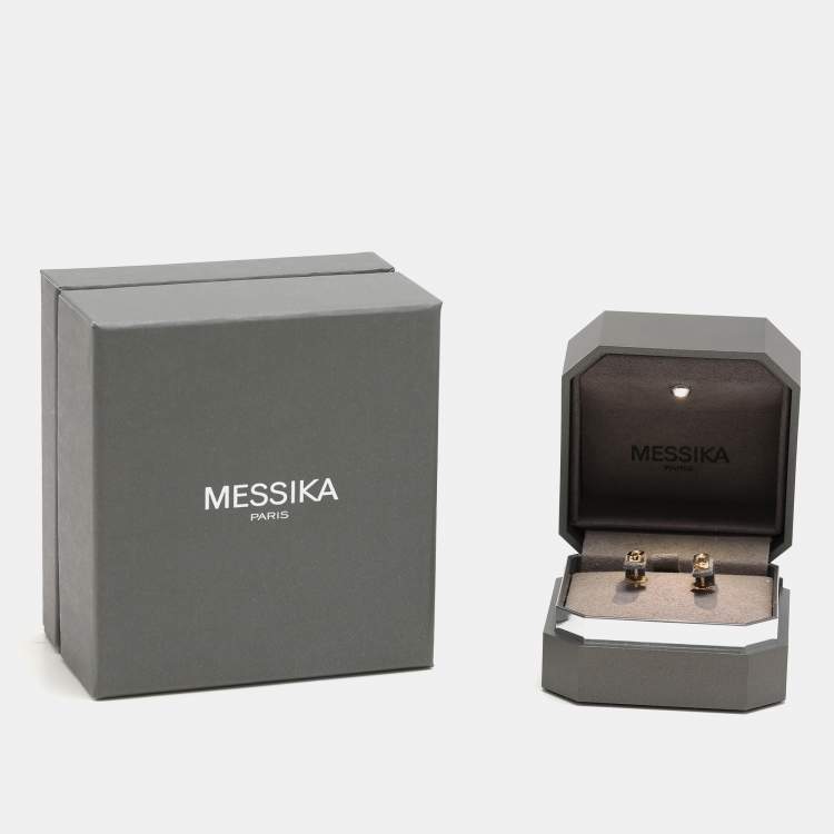 Pre Owned Messika Move Uno Diamond 18k Yellow Gold Stud Earrings