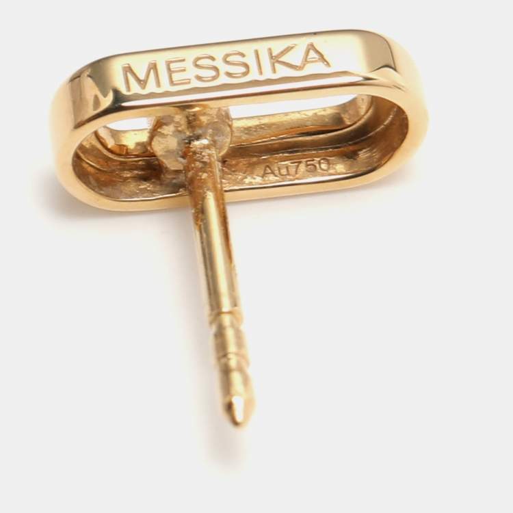 Pre Owned Messika Move Uno Diamond 18k Yellow Gold Stud Earrings