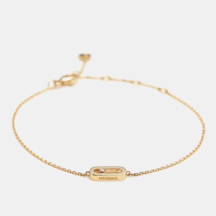 Pre Owned Messika Move Uno Diamond 18k Yellow Gold Bracelet