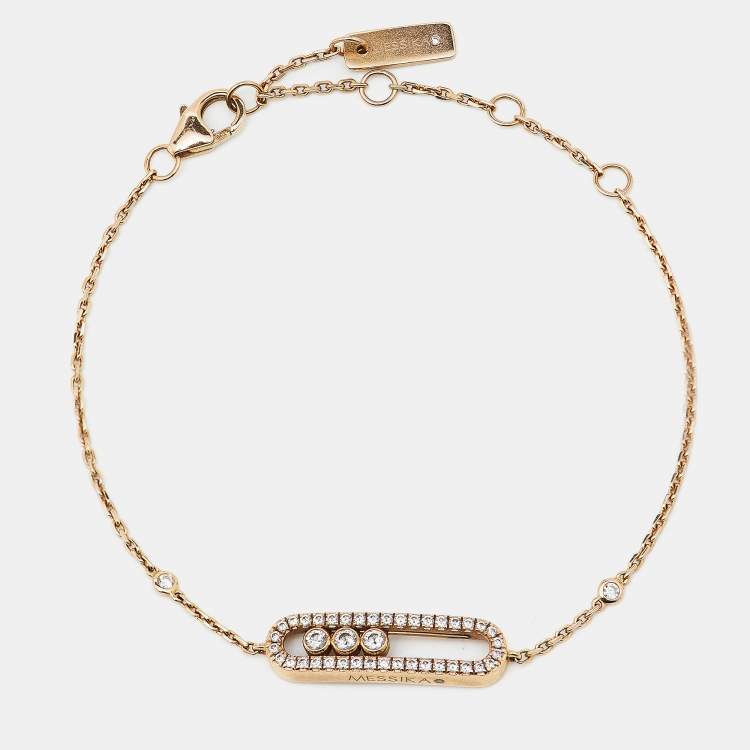 Pre Owned Messika Baby Move Pavé Diamond 18k Rose Gold Bracelet