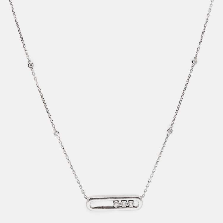 Pre Owned Messika Baby Move Diamonds 18k White Gold Necklace