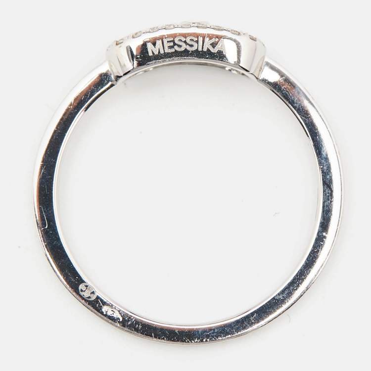 Pre Owned Messika Move Uno Diamonds 18k White Gold Ring Size 51