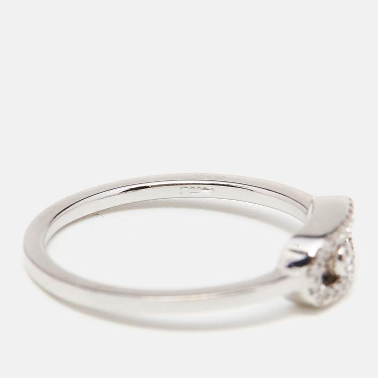 Pre Owned Messika Move Uno Diamonds 18k White Gold Ring Size 51