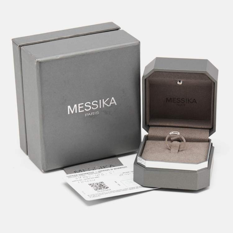 Pre Owned Messika Move Uno Diamonds 18k White Gold Ring Size 51