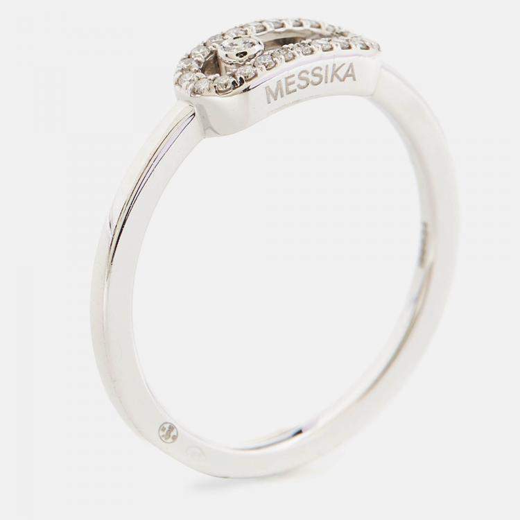Pre Owned Messika Move Uno Diamonds 18k White Gold Ring Size 51