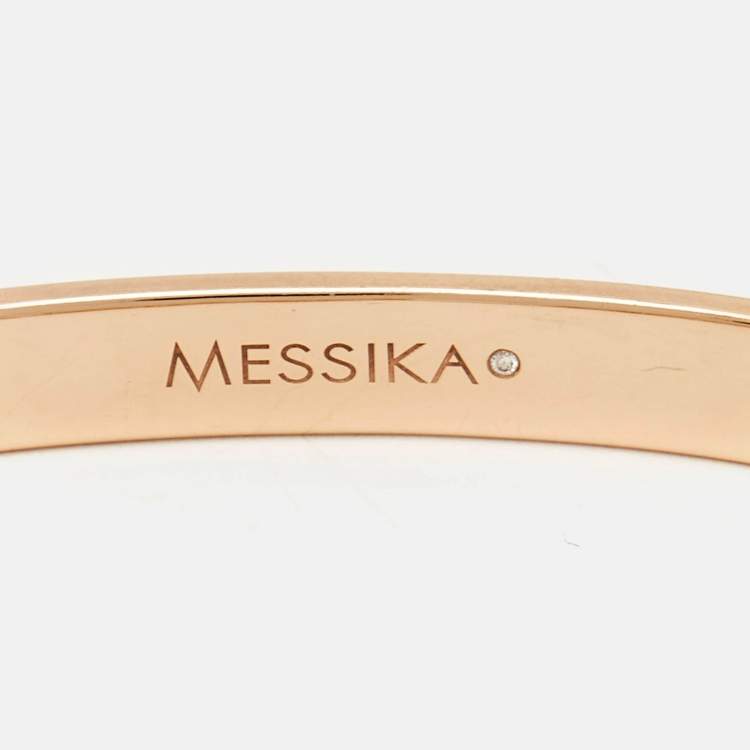 Pre Owned Messika Move Noa Paved Diamonds 18K Rose Gold Bangle Bracelet XS