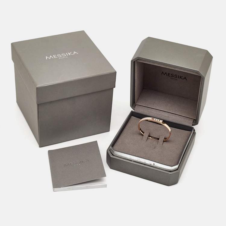 Pre Owned Messika Move Noa Paved Diamonds 18K Rose Gold Bangle Bracelet XS