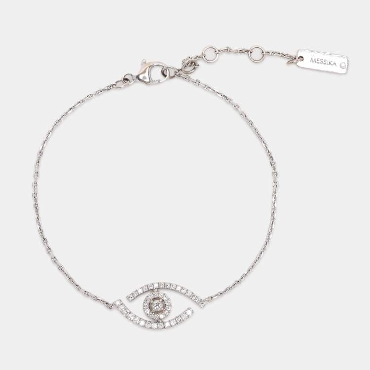 Pre Owned Messika White Gold Diamond Pave Lucky Eye Bracelet