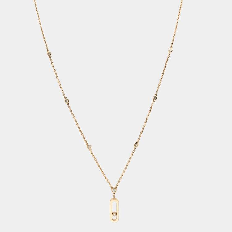 Pre Owned Messika Move Uno Diamond 18k Rose Gold Long Necklace