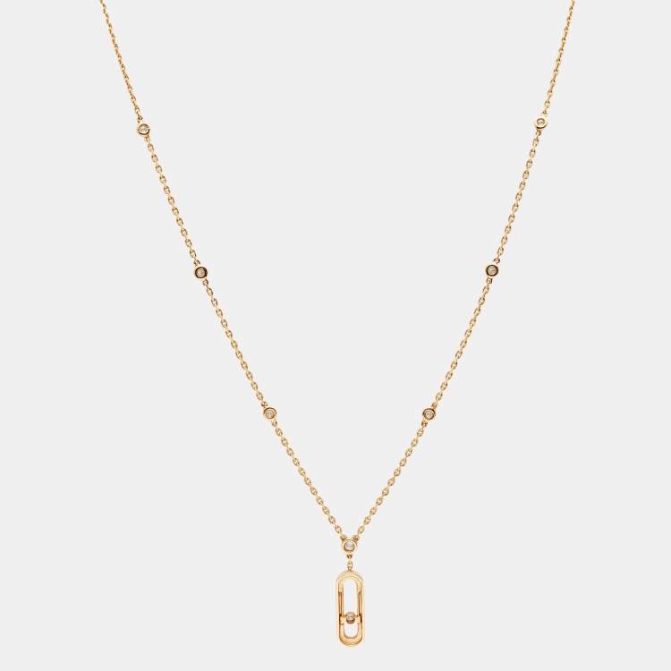 Pre Owned Messika Move Uno Diamond 18k Rose Gold Long Necklace