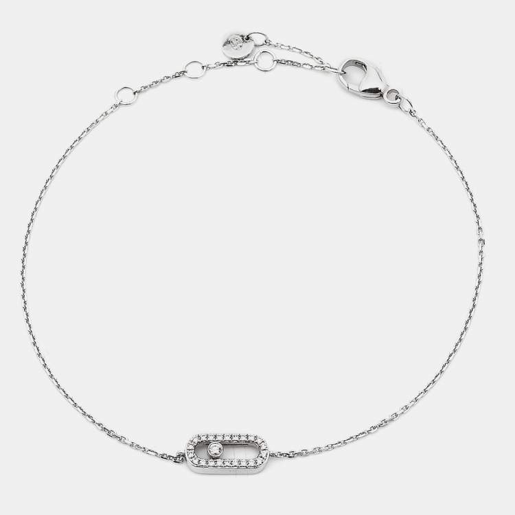 Pre Owned Messika Move Uno CARE(S) Pavé Diamonds 18k White Gold Bracelet