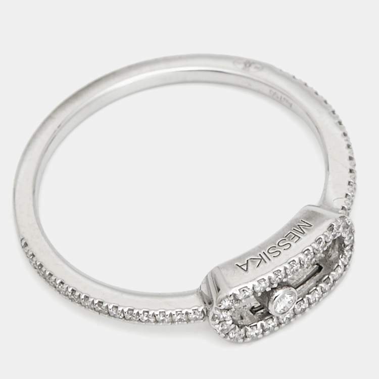 Pre Owned Messika Move Uno Diamond 18k White Gold Ring Size 52
