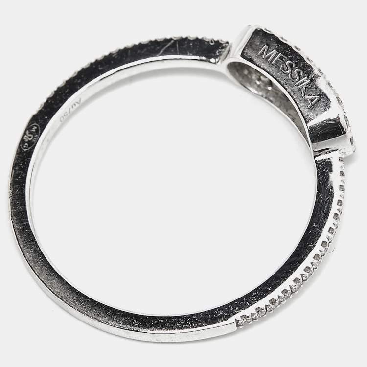 Pre Owned Messika Move Uno Diamond 18k White Gold Ring Size 52