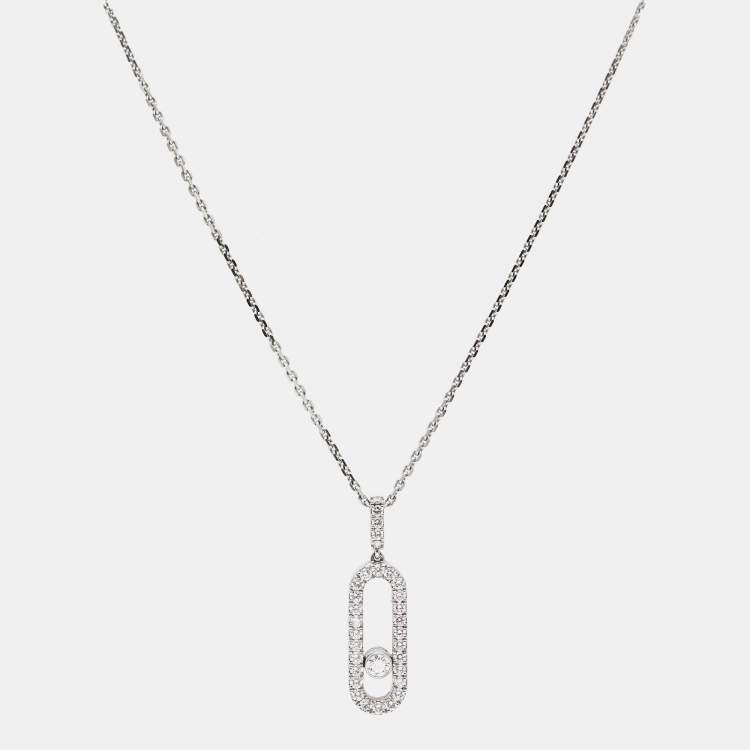 Pre Owned Messika Move Uno Diamonds 18k White Gold LM Necklace