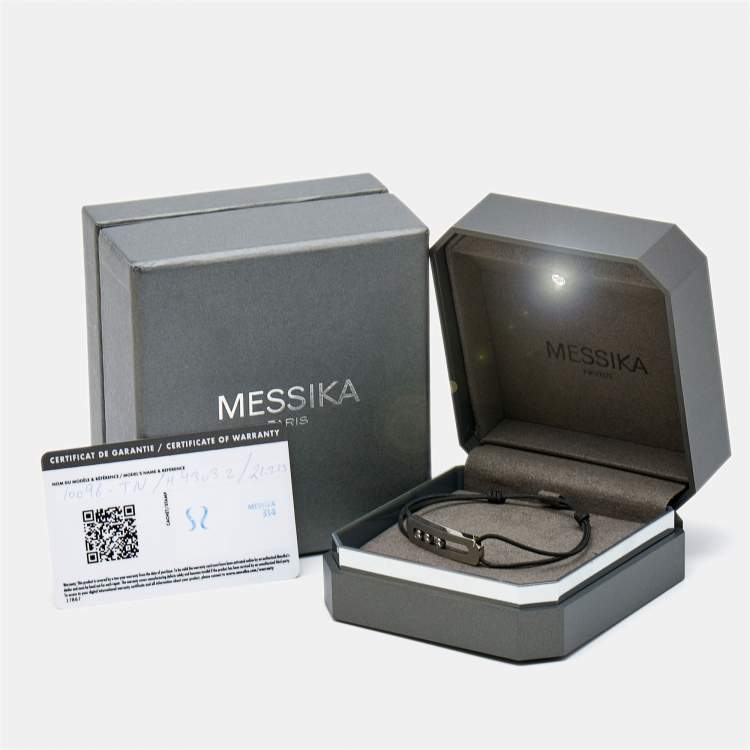 Pre Owned Messika Move Titanium Graphite Titanium Diamond Cord Bracelet 