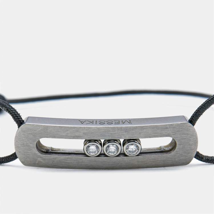 Pre Owned Messika Move Titanium Graphite Titanium Diamond Cord Bracelet 