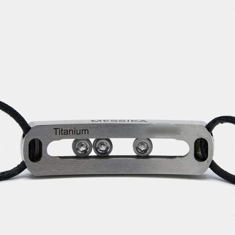 Pre Owned Messika Move Titanium Graphite Titanium Diamond Cord Bracelet 